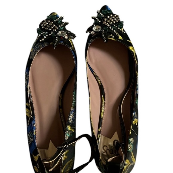 Circus by Sam Edelman size 10 rare black print damask flats rhinestone details - Picture 8 of 16
